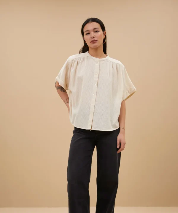 BY BAR Shirts & Tops>BLUSA ALEX RIB BLANCO