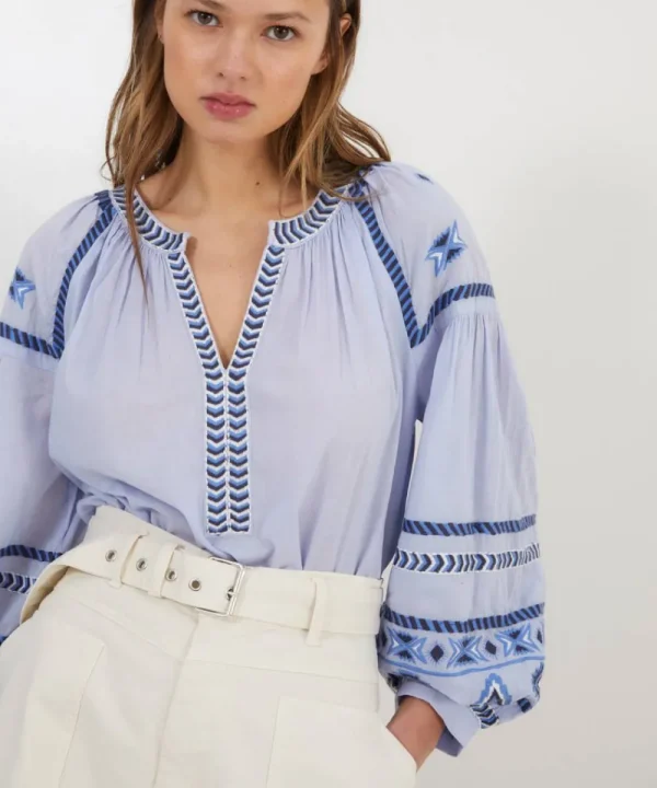 SOPHIE AND LUCIE Shirts & Tops>BLUSA PATNA EMBROIDERY AZUL