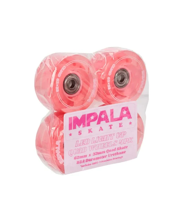 IMPALA Bienestar>PACK 4 RUEDAS LUCES LED PATINES ROSA