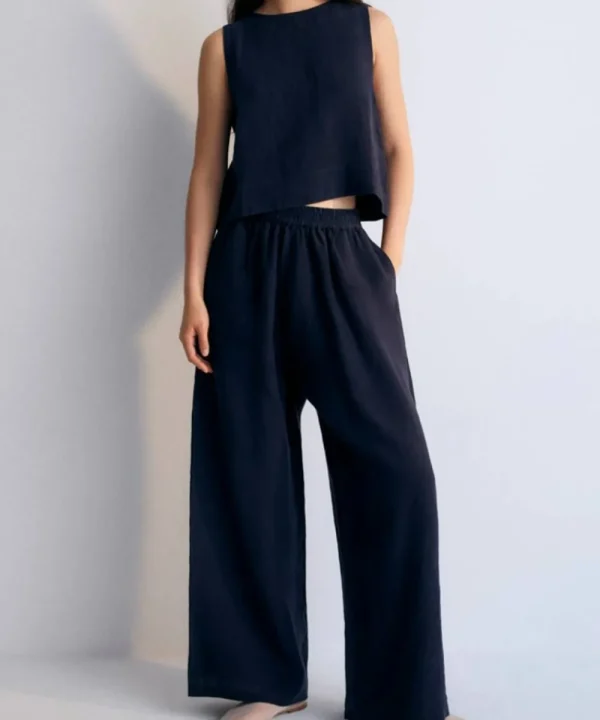 THE NEW SOCIETY Trousers & Shorts>PANTALON PALAZZO HERA NAVY