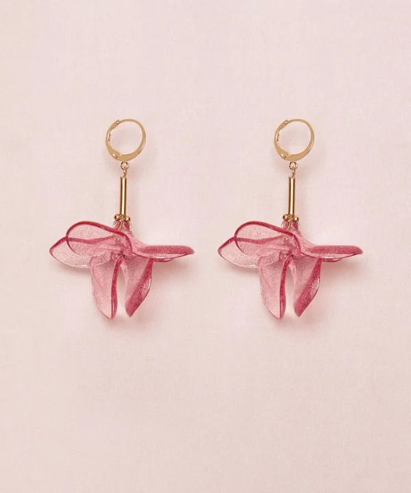 MALABABA Jewellery>PENDIENTE PETALO PALO PEQUEÑO - LA FOLIE ROSA