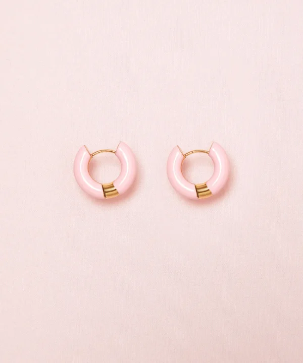 LA FOLIE Jewellery>PENDIENTE TUBULAR ROSA