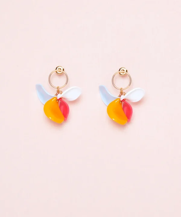 MALABABA Jewellery>PENDIENTES PETALO ARO PEQUENO COMBI LF