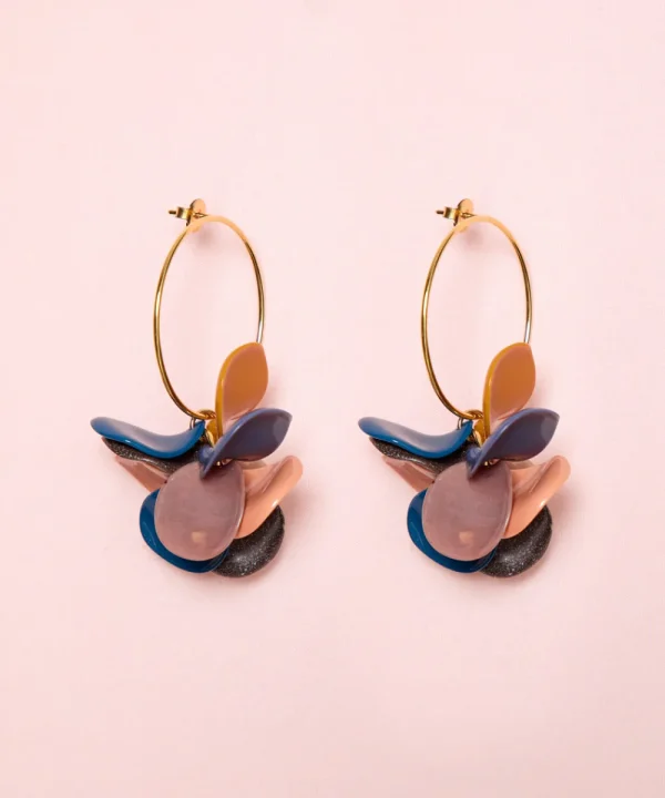 MALABABA Jewellery>PENDIENTES PETALO COMBI ARO GRANDE