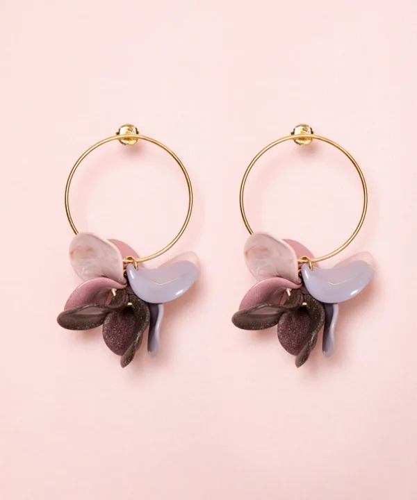 MALABABA Jewellery>PENDIENTES PETALO COMBI ARO GRANDE