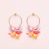 MALABABA Jewellery>PENDIENTES PETALOS ARO GRANDE COMBI LF ROSA