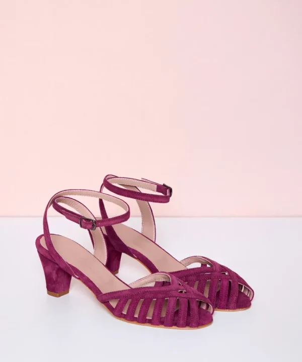 ANNIEL Sandals | Heels>SANDALIA CANGREJERA TACON BERENJENA