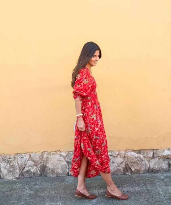 LFC Dresses>VESTIDO BONFIM WAFFLE ROJO