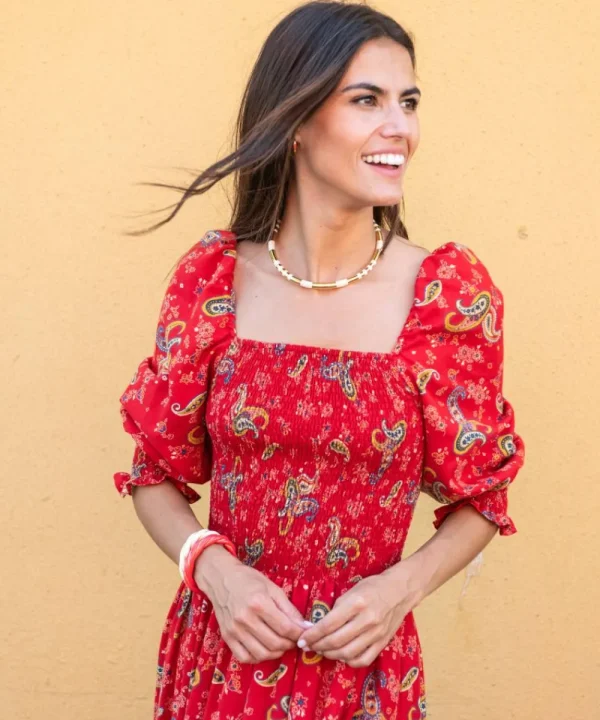 LFC Dresses>VESTIDO BONFIM WAFFLE ROJO