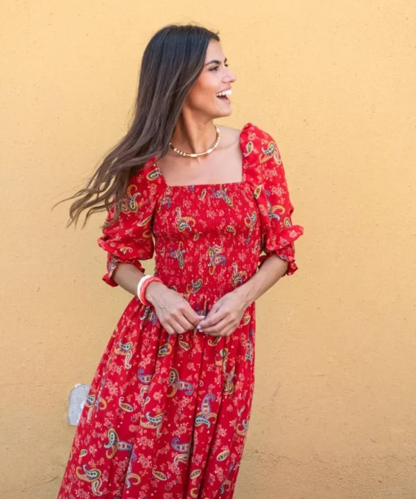 LFC Dresses>VESTIDO BONFIM WAFFLE ROJO