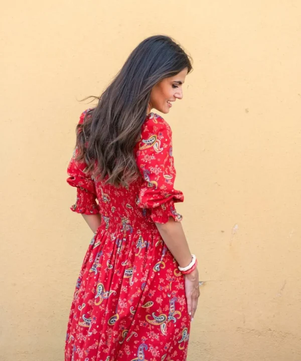 LFC Dresses>VESTIDO BONFIM WAFFLE ROJO